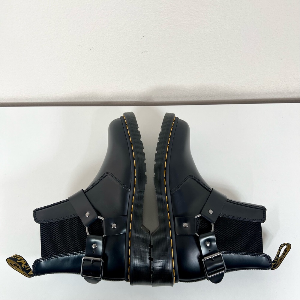Dr. Martens WINCOX Black Leather Harness Buckle Moto Chelsea Boots Sz 9 NEW - Picture 10 of 16